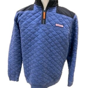 Vineyard Vines Men's Medium Half Zip Mock Pullover Quilted Sweatshirt Blue